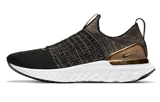 Nike React Phantom Run Flyknit Premium Black Metallic Gold Women's CZ4830-001 - фото 618078