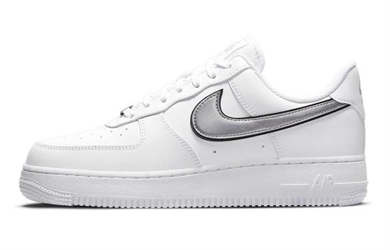 Nike Air Force 1 Low '07 Essential White Metallic Silver Black Women's DD1523-100 - фото 543202