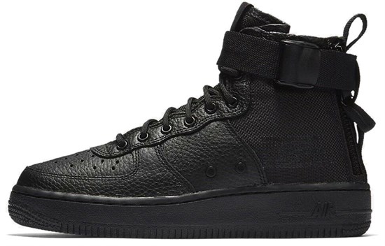 Nike Sf Air Force 1 Mid Triple Black GS AJ0424-003 - фото 594834