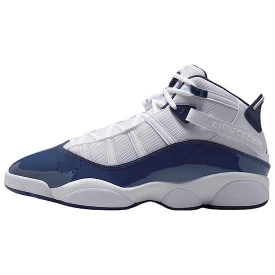Jordan Air Jordan 6 Rings Anti Slip Wear Resistant Mid Top Basketball Shoes Men's White Blue 322992-124 - фото 597374
