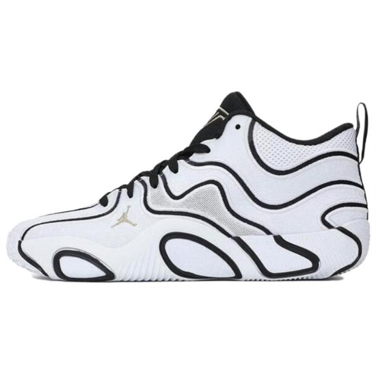 Jordan Tatum 3 Anti Slip Wear Resistant Mid Top Basketball Shoes Men's Black White IB8150-100 - фото 598320