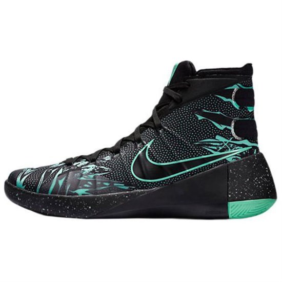 Nike Hyperdunk 2015 Anti Slip Wear Resistant High Top Basketball Shoes Men's Black Green 749570-030 - фото 608374