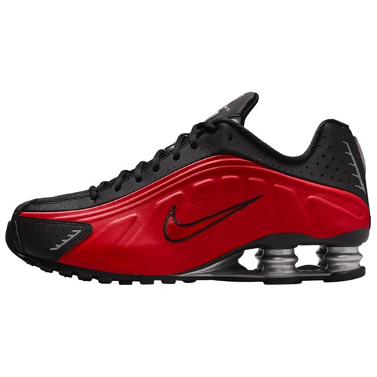 Nike Shox R4 Anti Slip Wear Resistant Low Top Casual Running Shoes Men's Black Red HQ1988-600 - фото 611499