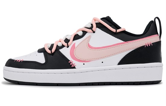 Nike Court Borough Non slip Lightweight Low Top Skateboard Shoes GS Black Pink pz--4751475662419534634 - фото 615976