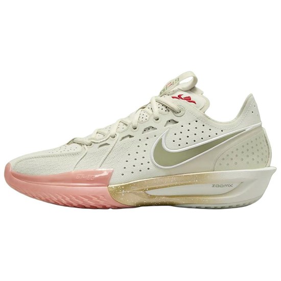 Nike Anti Slip Wear Resistant Low Top Basketball Shoes Men's White Green DV2913-005 - фото 624731