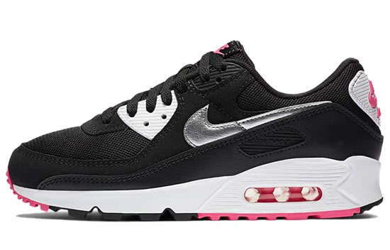 Nike Air Max 90 Black Metallic Silver Pink Blast Women's DA4281-001 - фото 629683