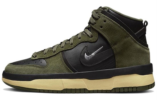 Nike Dunk High Up Medium Olive Black Velvet Brown Wolf Grey Women's DH3718-200 - фото 631463
