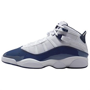 Jordan Air Jordan 6 Rings Anti Slip Wear Resistant Mid Top Basketball Shoes Men's White Blue 322992-124