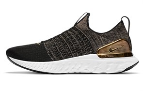 Nike React Phantom Run Flyknit Premium Black Metallic Gold Women's CZ4830-001