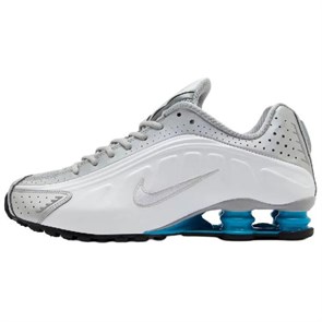 Nike Shox R4 Anti Slip Wear Resistant Low Top Casual Running Shoes Women's Silver White HQ1988-005