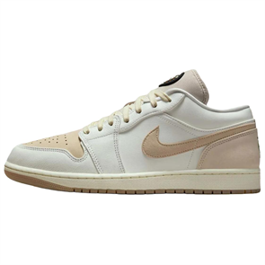 Jordan Air Jordan 1 Anti Slip Wear Resistant Low Top Vintage Basketball Shoes Men's White Brown IB8855-121