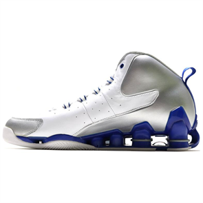 Nike Shox VC III Cushioning Slip Resistant And Abrasion Resistant Mid Top Basketball Shoes Men's White Silver Blue pz--8409895810459473892