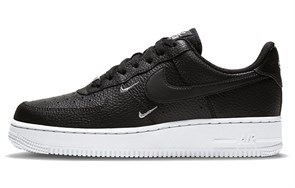 Nike Air Force 1 Low '07 Essential Black White Silver Mini Swoosh Women's CT1989-002