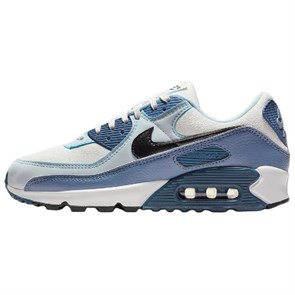 Nike Air Max 90 Anti Slip Wear Resistant Low Top Running Shoes Women's White Blue HM8128-100
