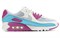 Nike Air Max 90 White Vivid Pink Light Blue Fury Women's CT1030-001 - фото 629828